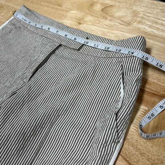 Akris Punto NWOT Frankie Stripe Stretch Gabardine Trouser Pant Brown White Sz 2 - Picture 7 of 9